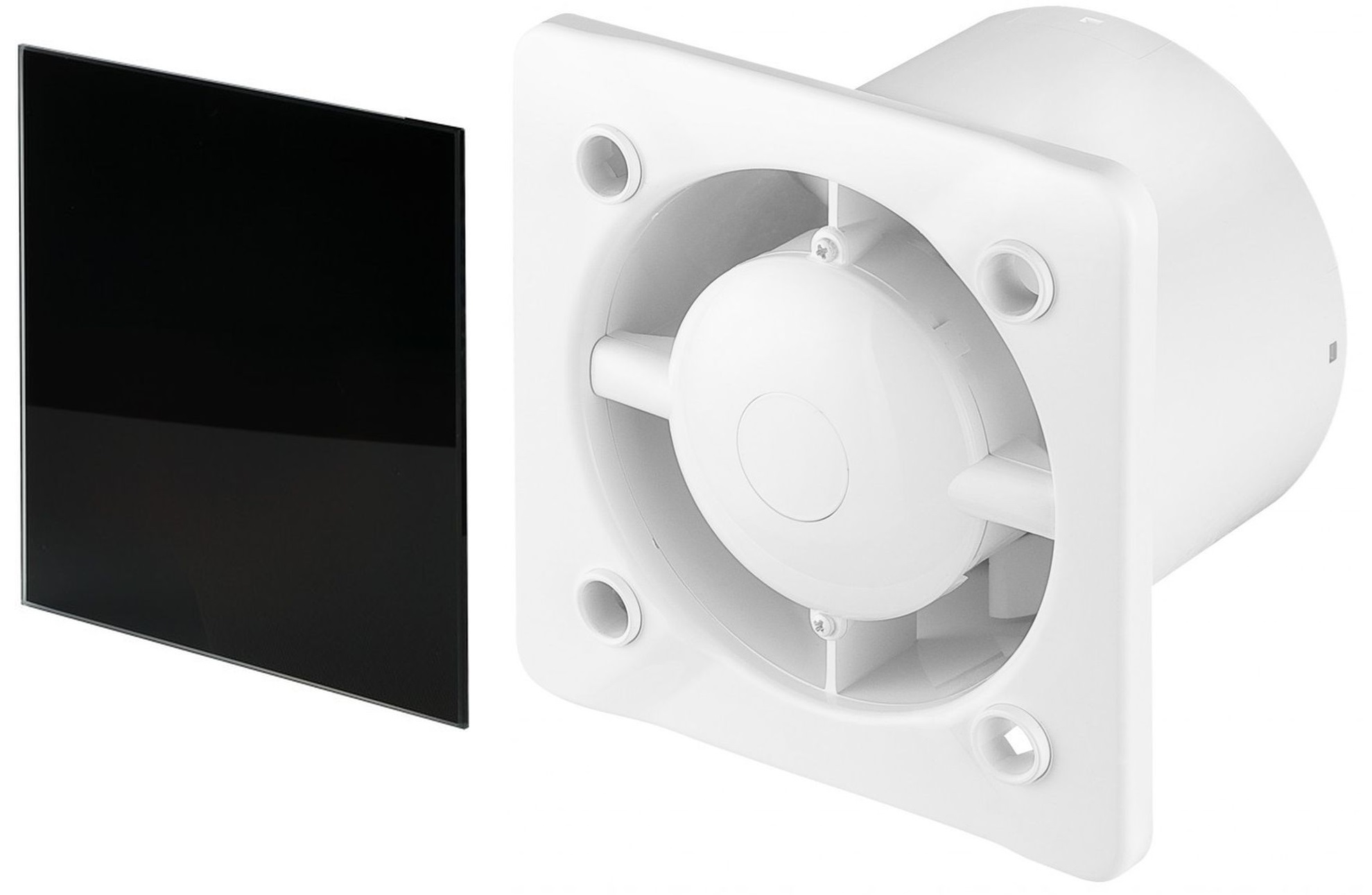 Zestaw Awenta System+ Silent 100H wentylator ścienno-sufitowy z panelem ozdobnym biały/czarny połysk (KWS100H, PTGB100P)