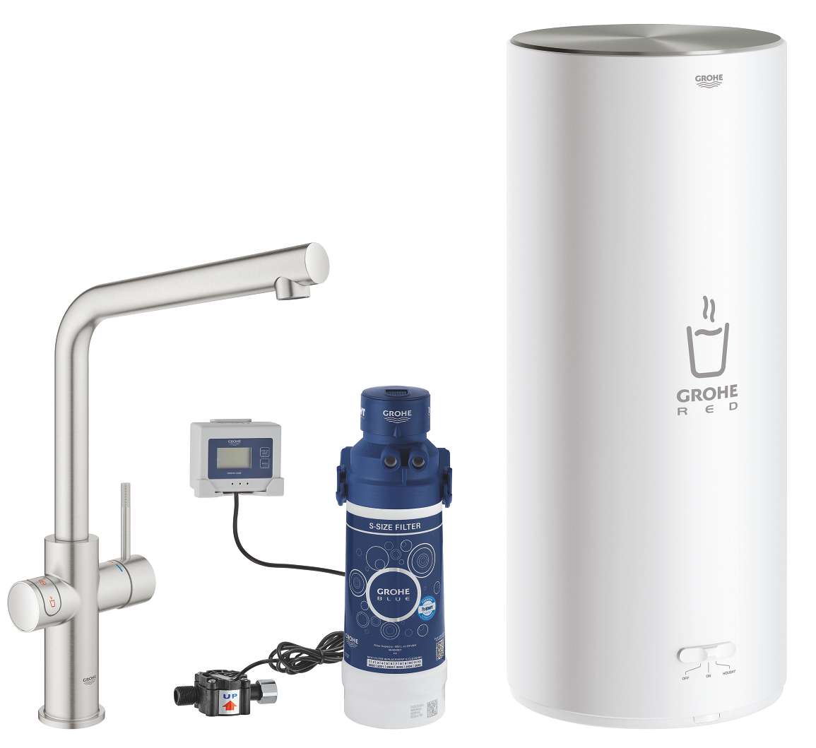 Grohe Red bateria kuchenna z bojlerem stojąca SuperSteel stal 30325DC1