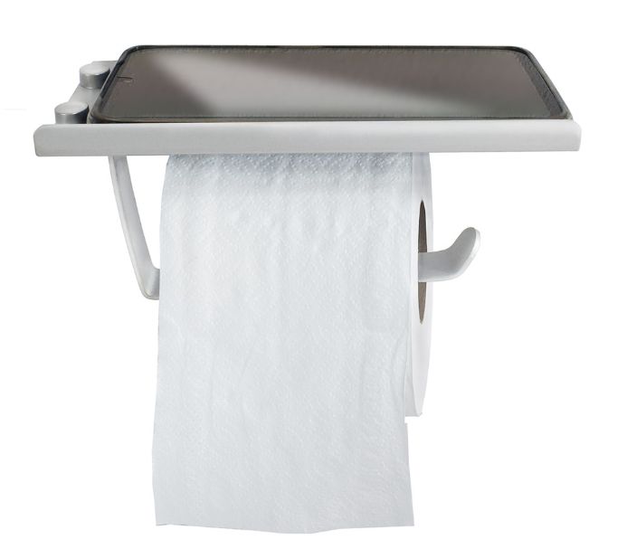 Sepio uchwyt na papier toaletowy z półką srebrny 10UCPATOSILSM