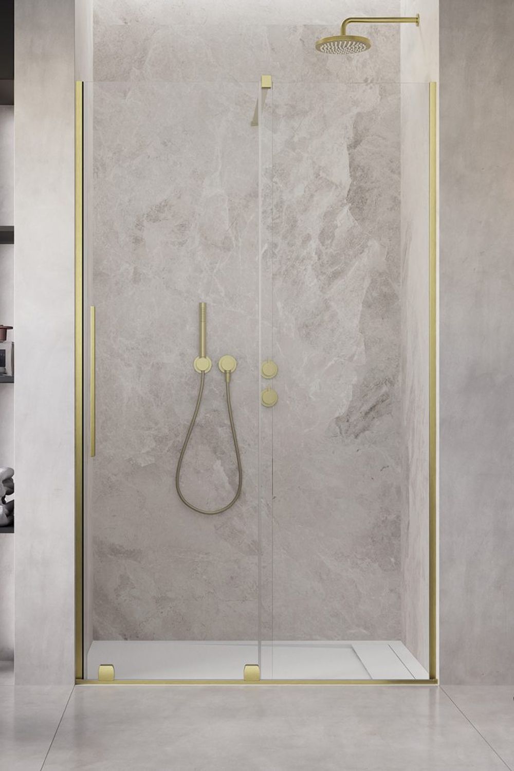 Radaway Furo DWJ drzwi prysznicowe 77,2 cm lewe złoty szczotkowany/szkło przezroczyste 10107772-99-01L