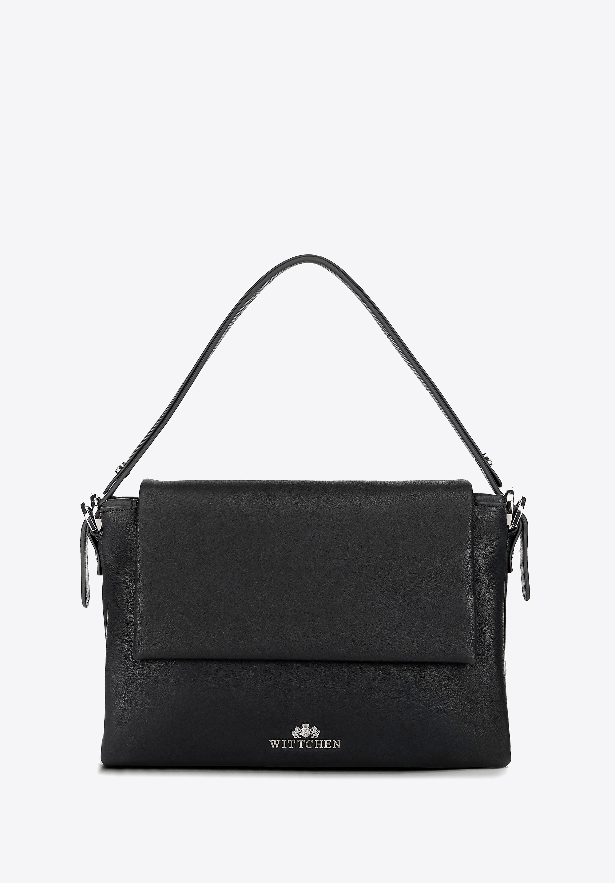 Damska listonoszka trójkomorowa ze skóry czarna