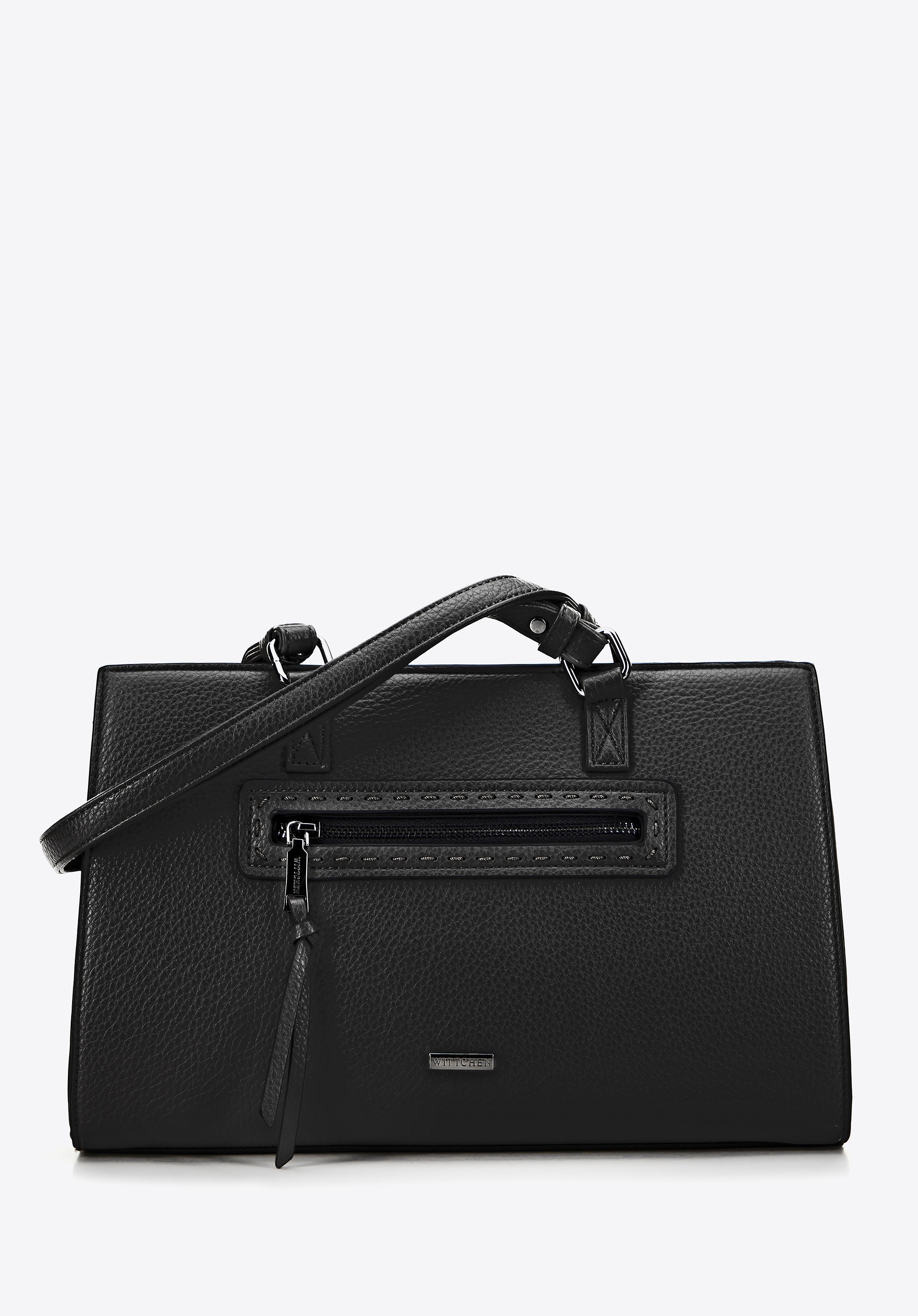 Damska torba z dekoracyjnym obszyciem czarna