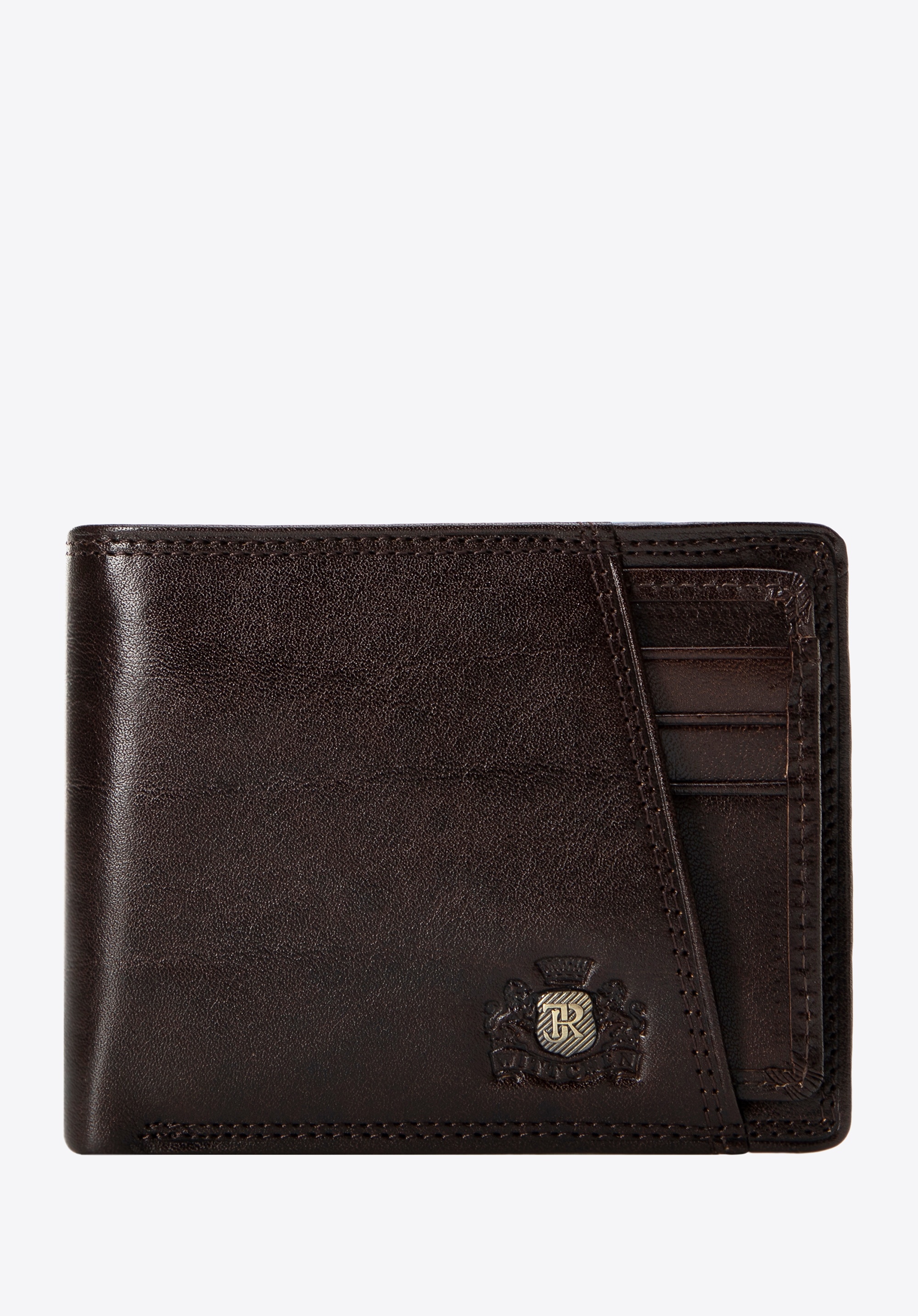 Męski portfel skórzany z wyjmowaną wkładką na karty brązowy