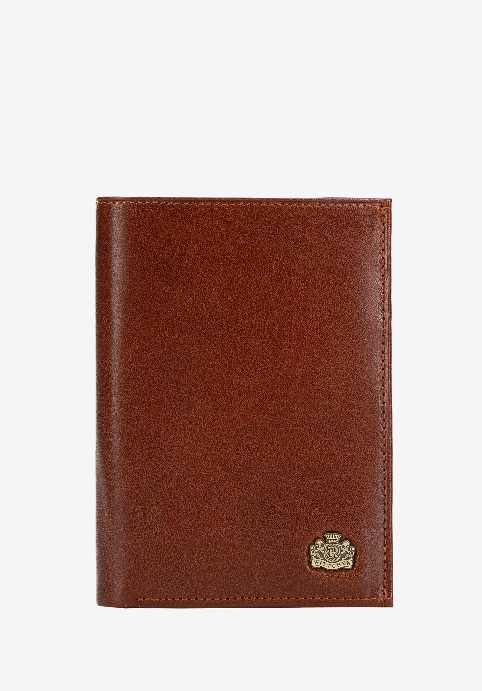 Męski portfel z połyskliwej skóry jasny brąz