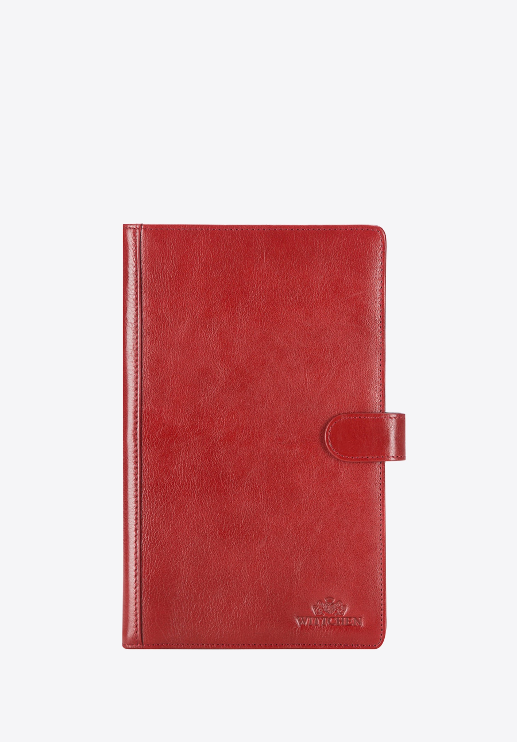 Podkładka pod dokumenty skórzana z klipsem i okładką czerwona