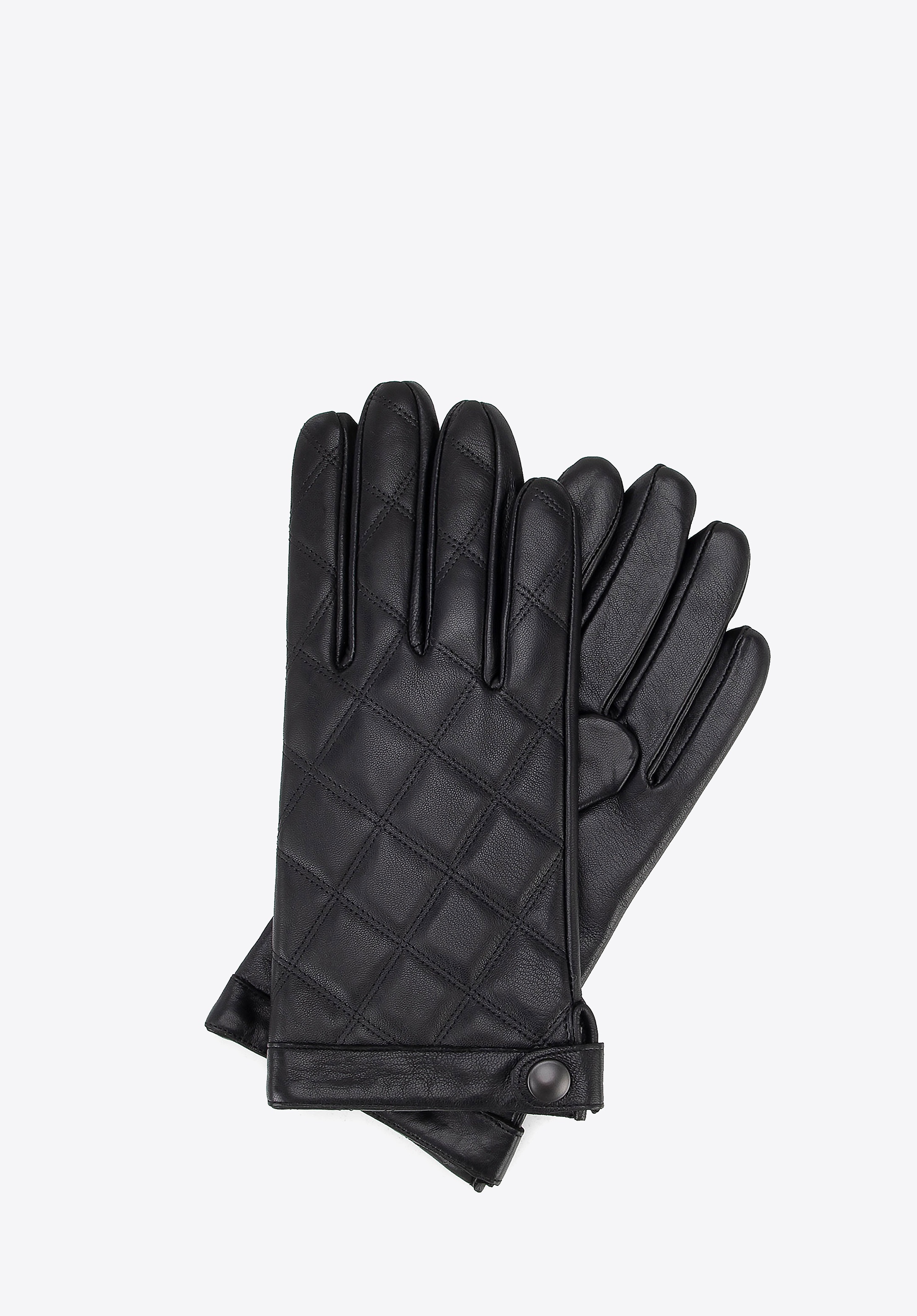 Męskie rękawiczki ze skóry pikowane czarne