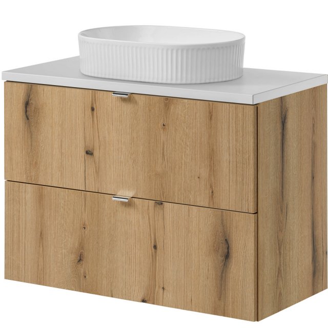 COMAD Zestaw mebli NOVA OAK szafka z blatem WHITE 80 cm, umywalka BEY