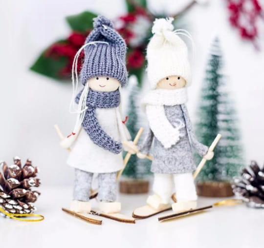 Zestaw dwóch laleczek na choinkę