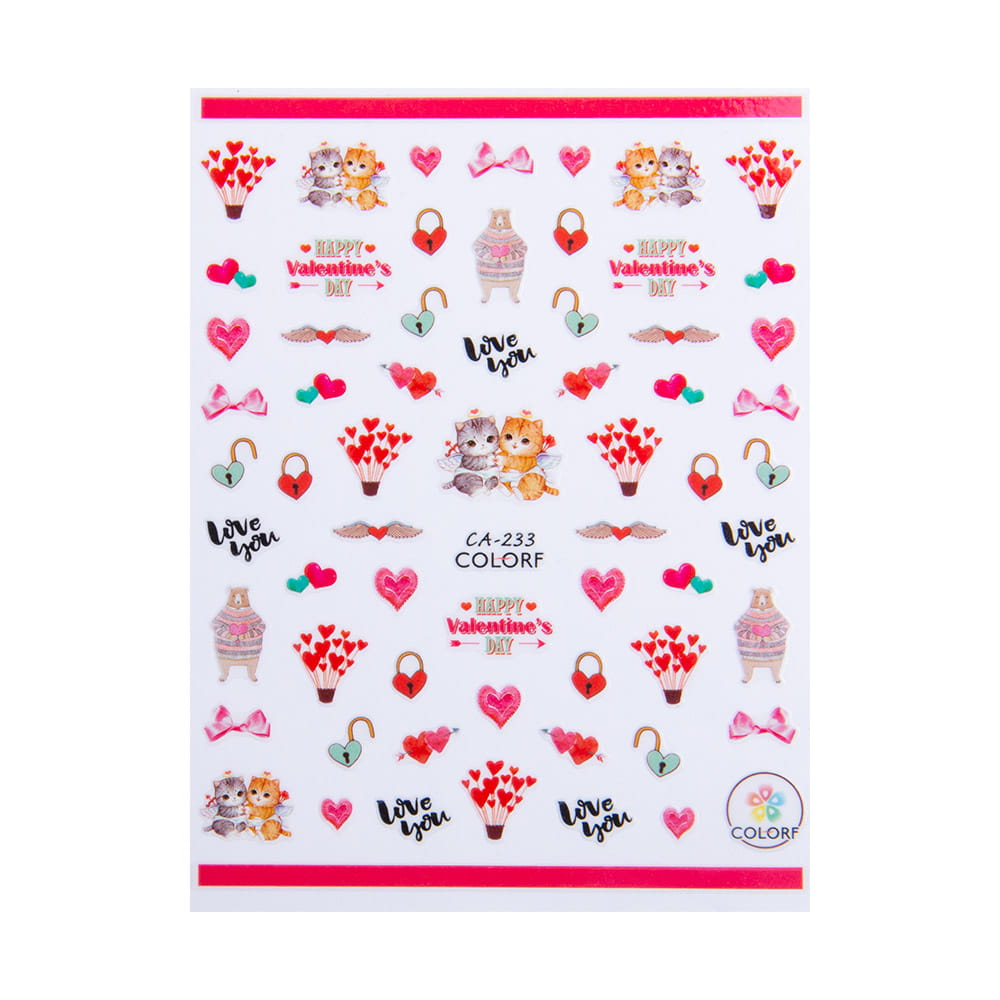 Naklejki do paznokci cienkie samoprzylepne walentynkowe Nr CA-233