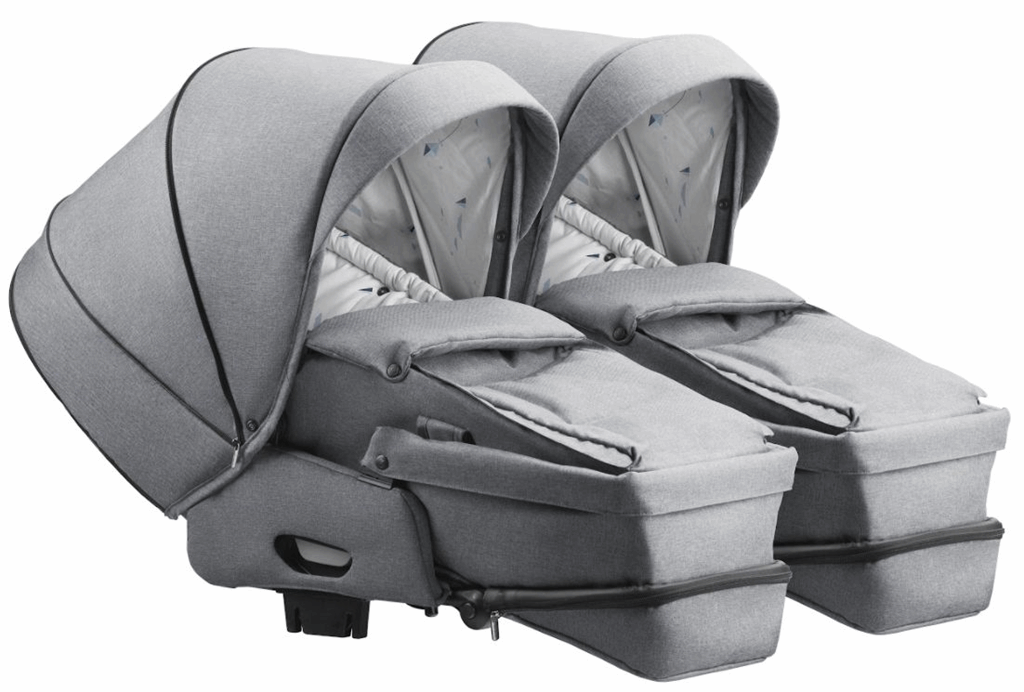 Jedo, Duo Soft 2w1 - wózek głęboko-spacerowy z 2 nosidłami dla bliźniąt-D45