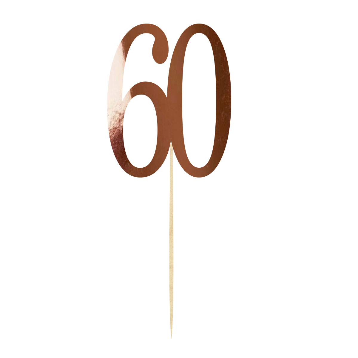 Topper na 60 urodziny cyfra liczba różowe złoto dekoracja na tort pik lustrzane