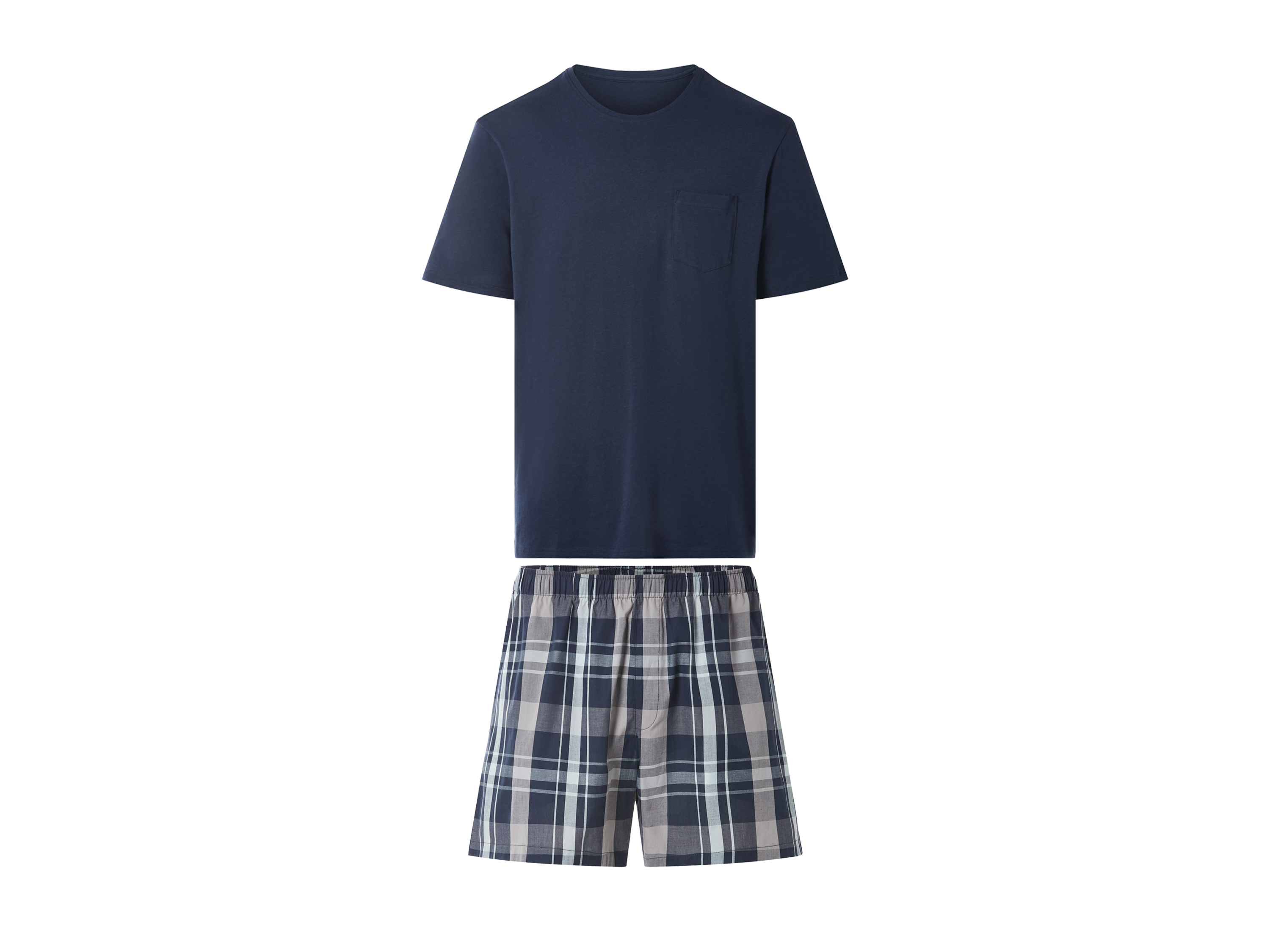 esmara Men Piżama męska z bawełną Granatowy/w kratkę, M48/50