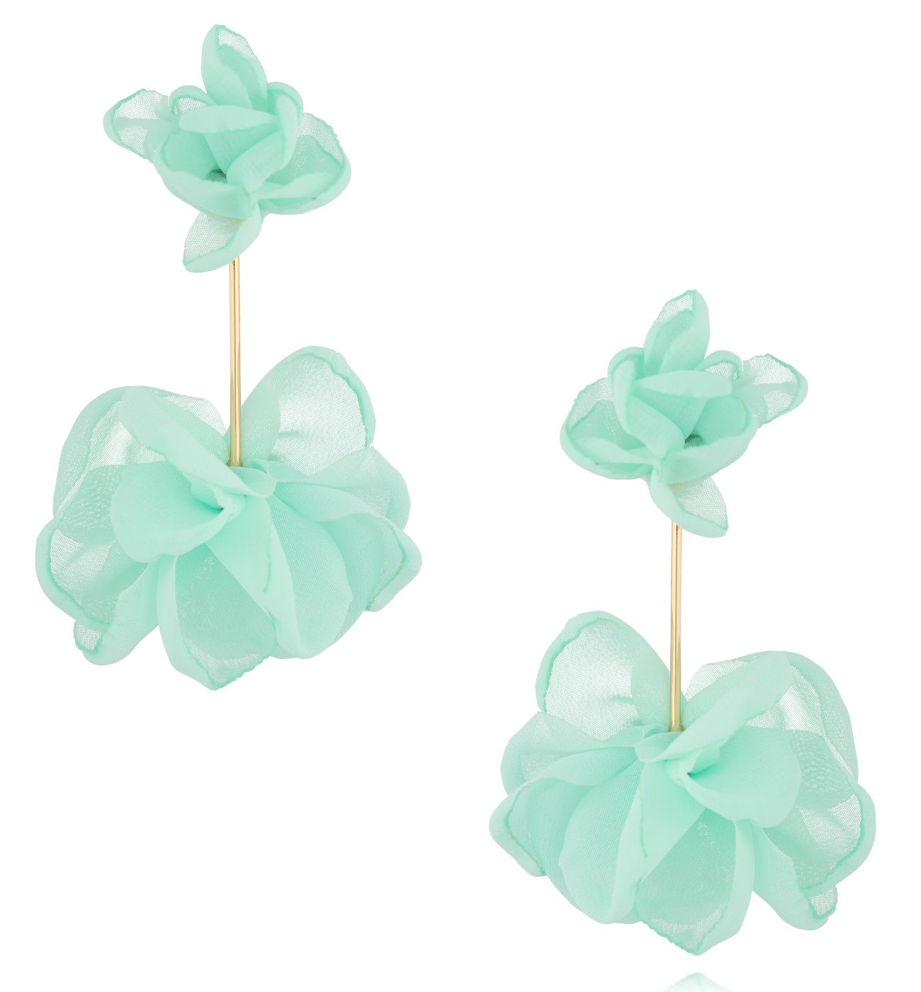 Kolczyki z miętową tkaniną KBL1931