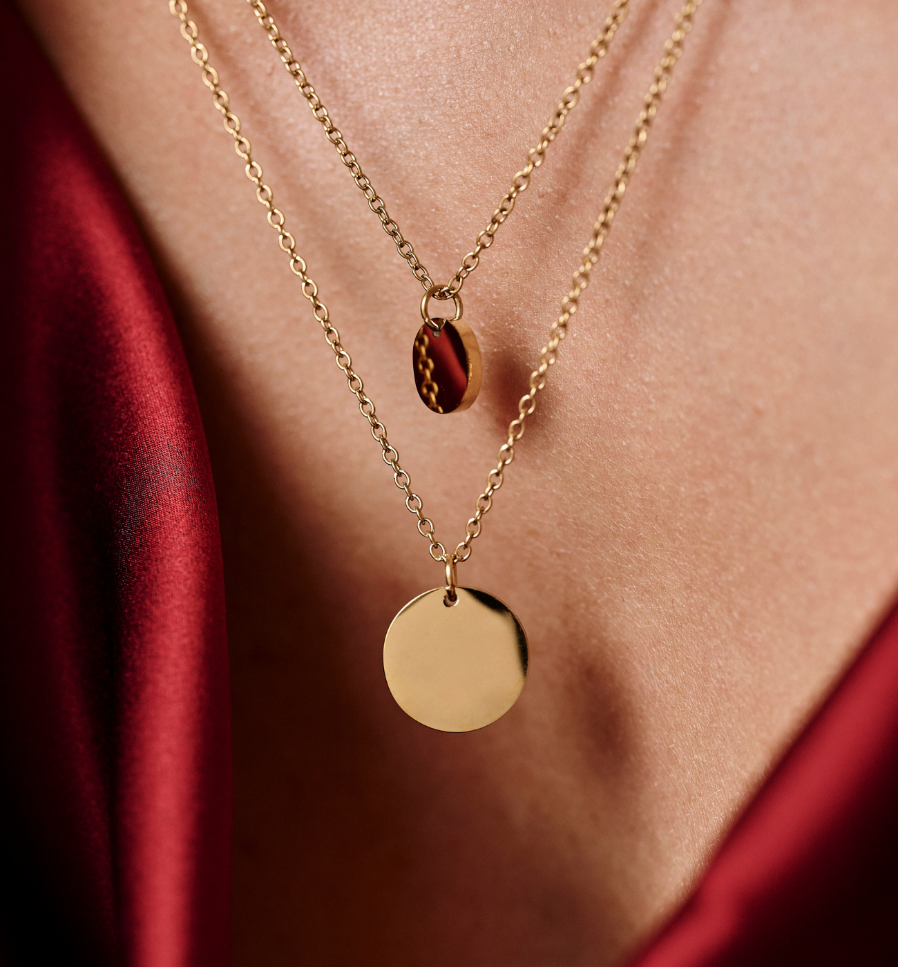 Naszyjnik złoty z dyskami French Girl - By Dziubeka