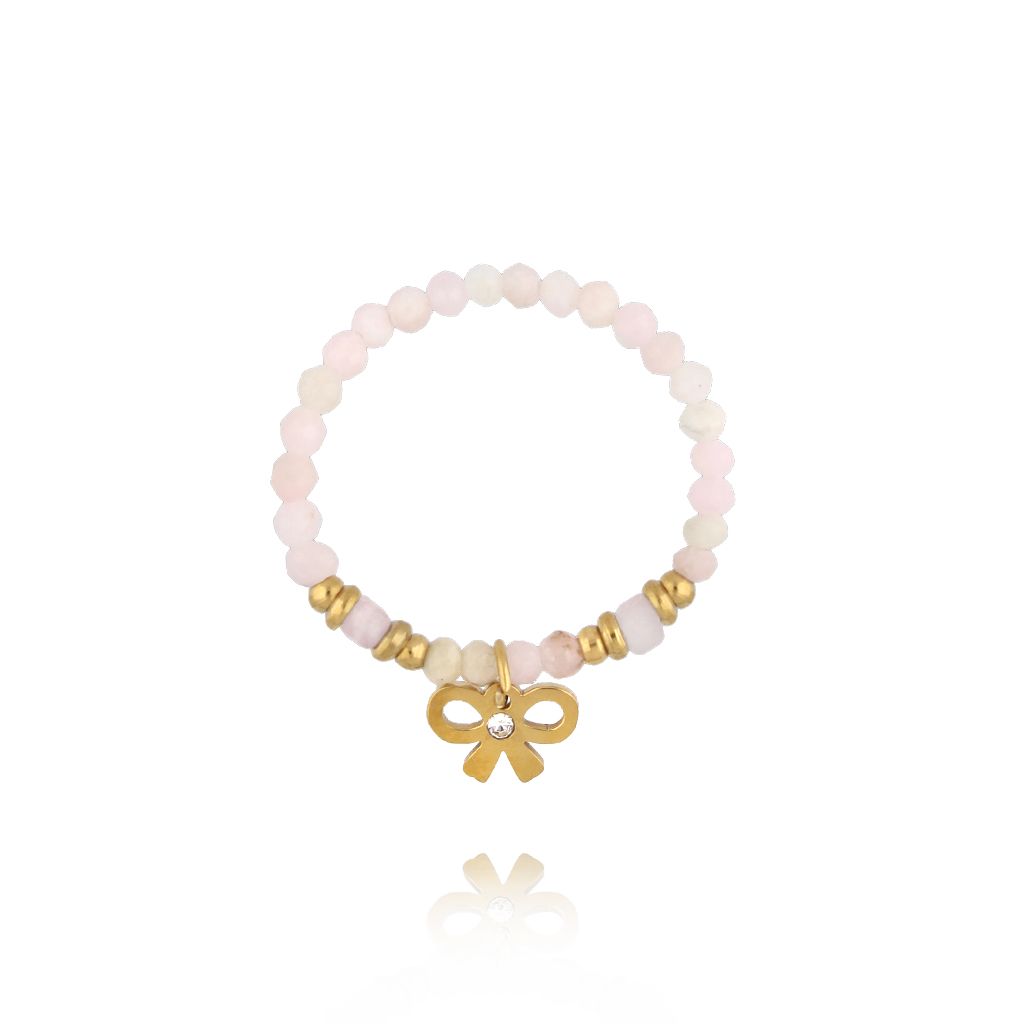 Pierścionek z różowymi opalami i kokardką PTW0573