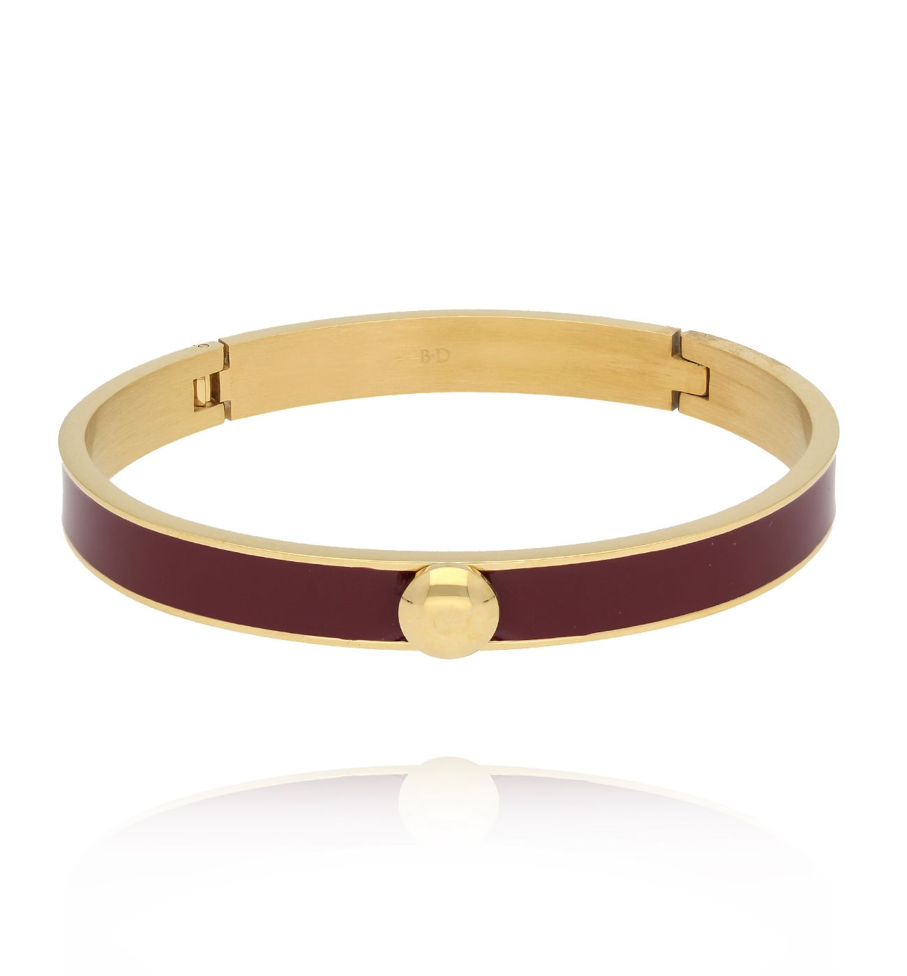 Bransoletka obręcz z bordową emalią Secret Garden - By Dziubeka