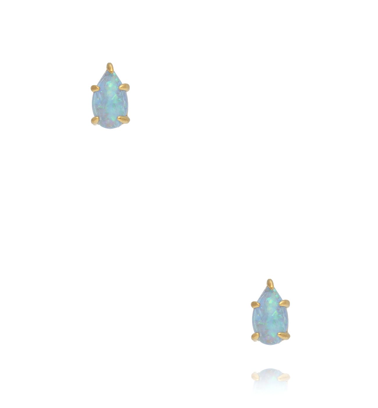 Kolczyki złocone sztyfty z opalem niebieskim - By Dziubeka