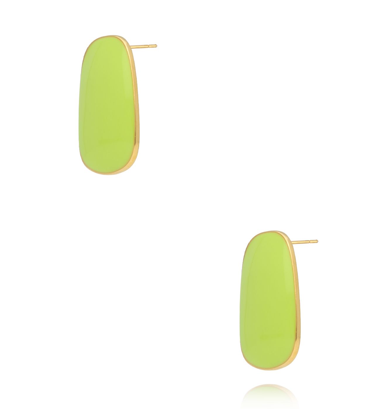 Kolczyki prostokątne emaliowane limonkowe złote KSY0509 - By Dziubeka