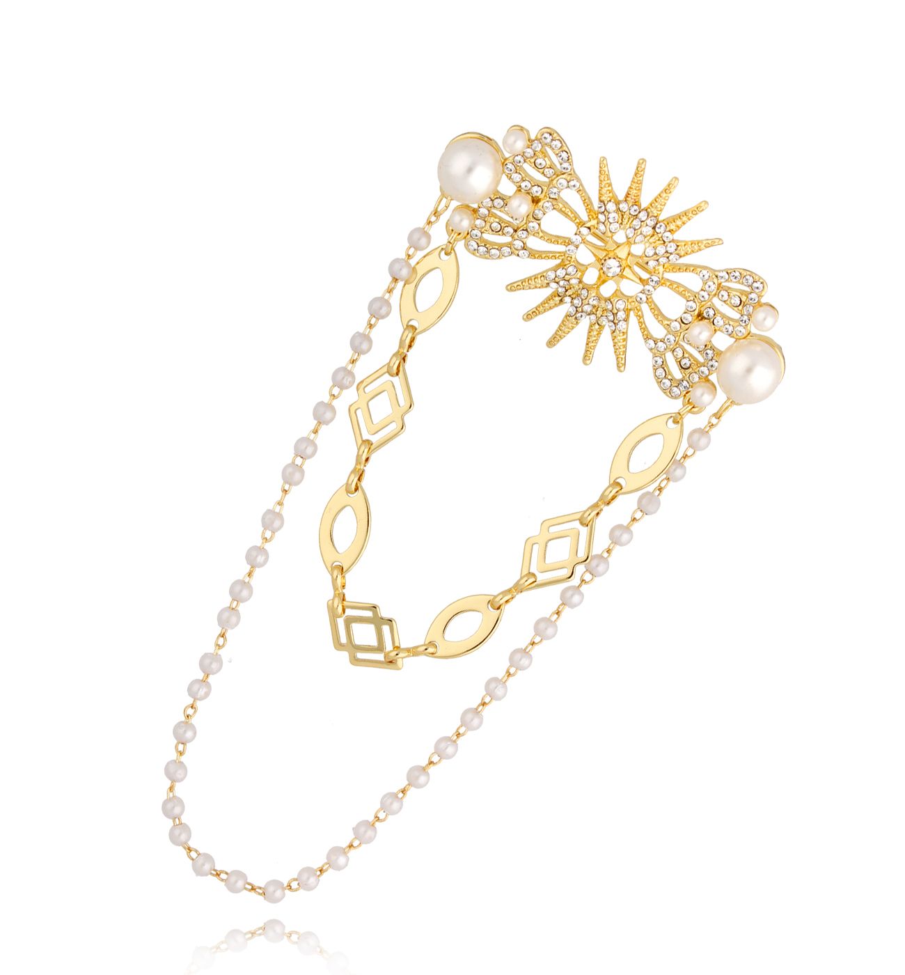 Broszka złota zdobiona perłami My Happy Year BRPE0014 - By Dziubeka