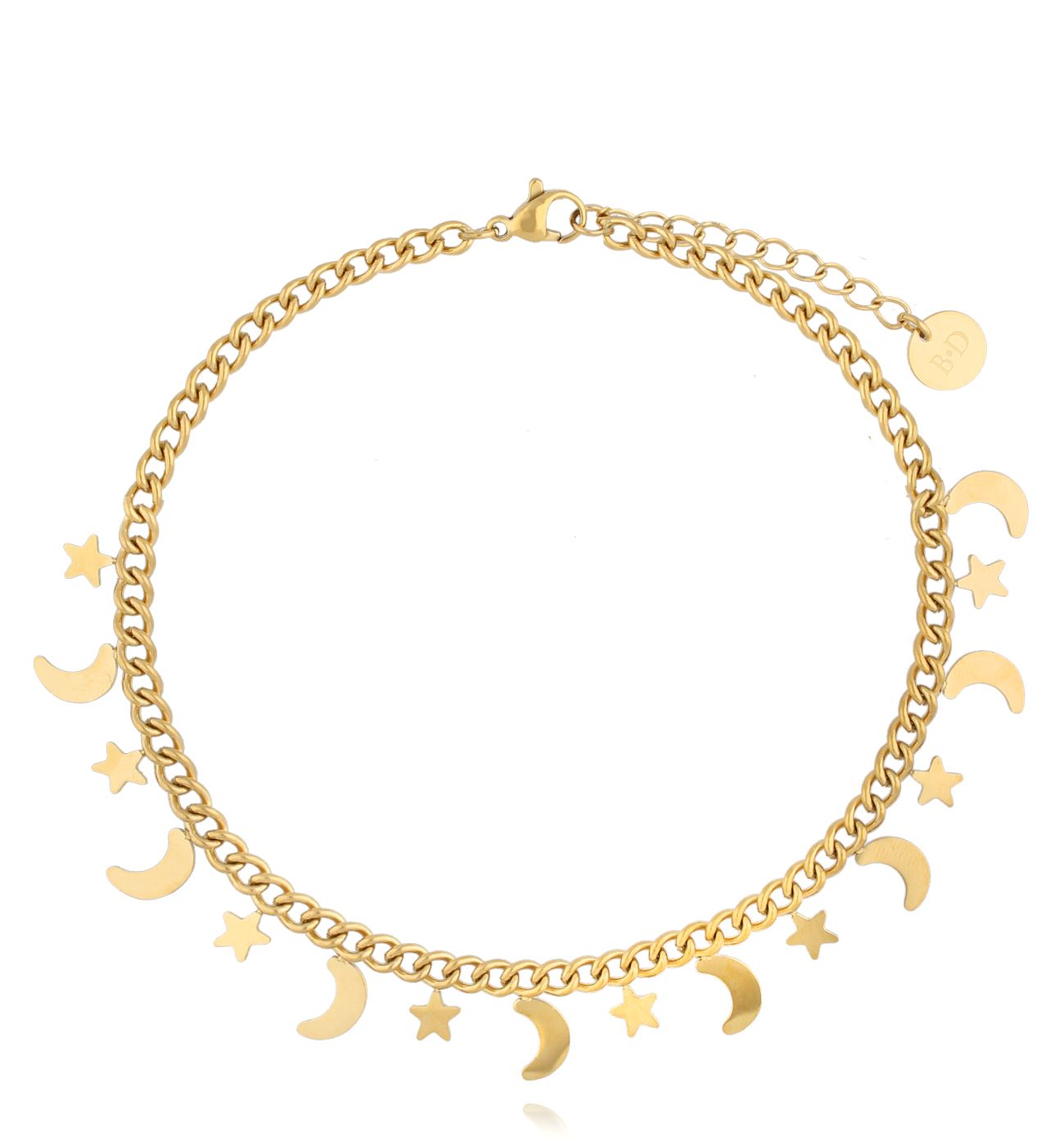 Bransoletka na nogę złota z gwiazdkami i księżycami Dazzling BNSA0056