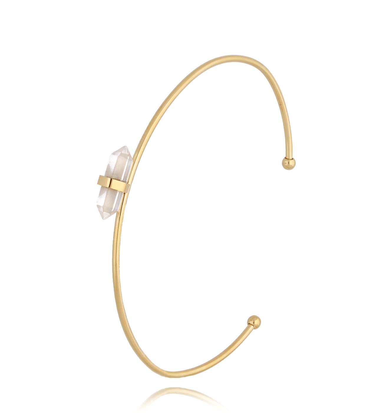 Bransoletka obręcz z kryształem górskim Shelly BLB0161 - By Dziubeka