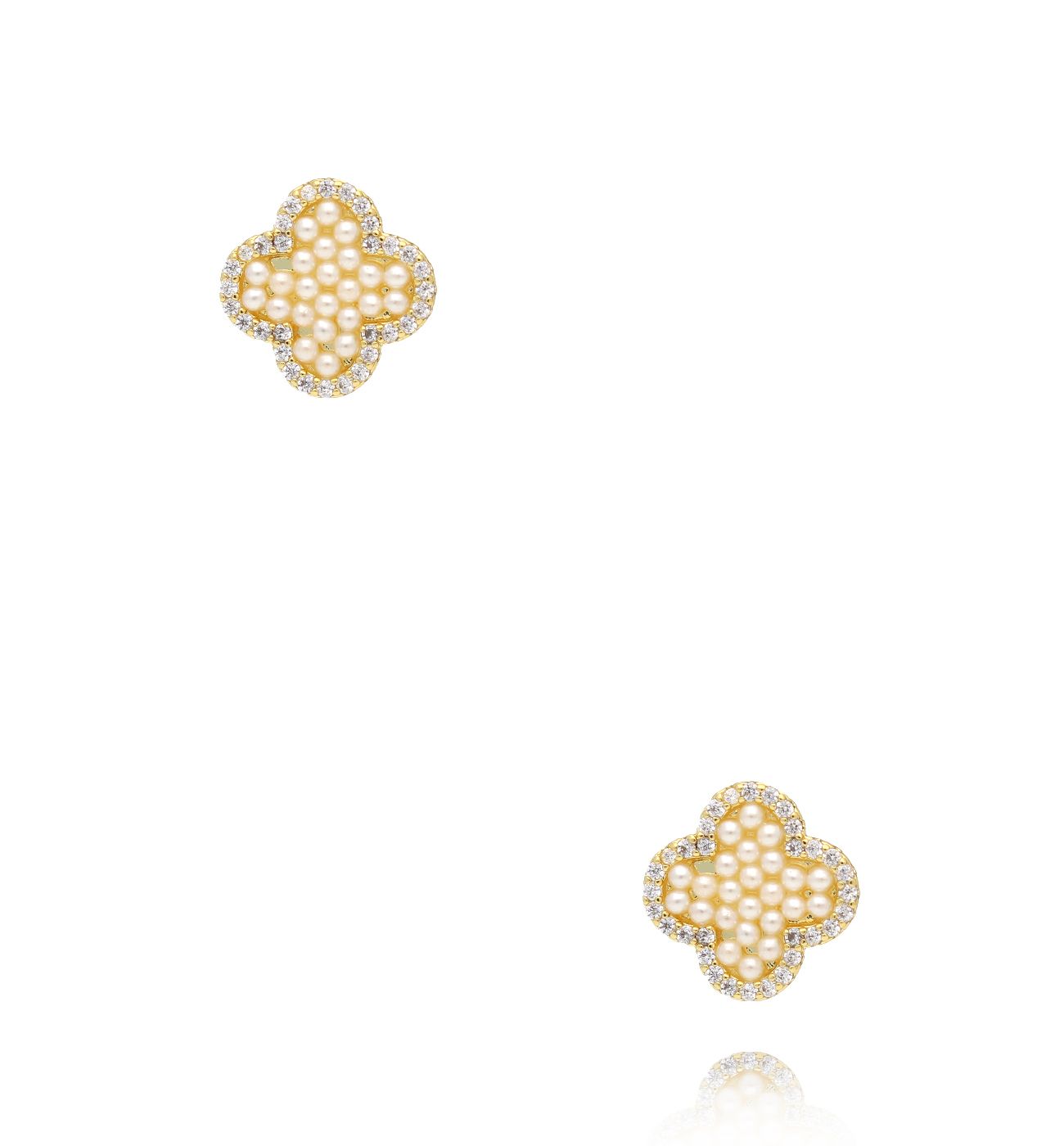 Kolczyki koniczynki z perełkami KSS2078