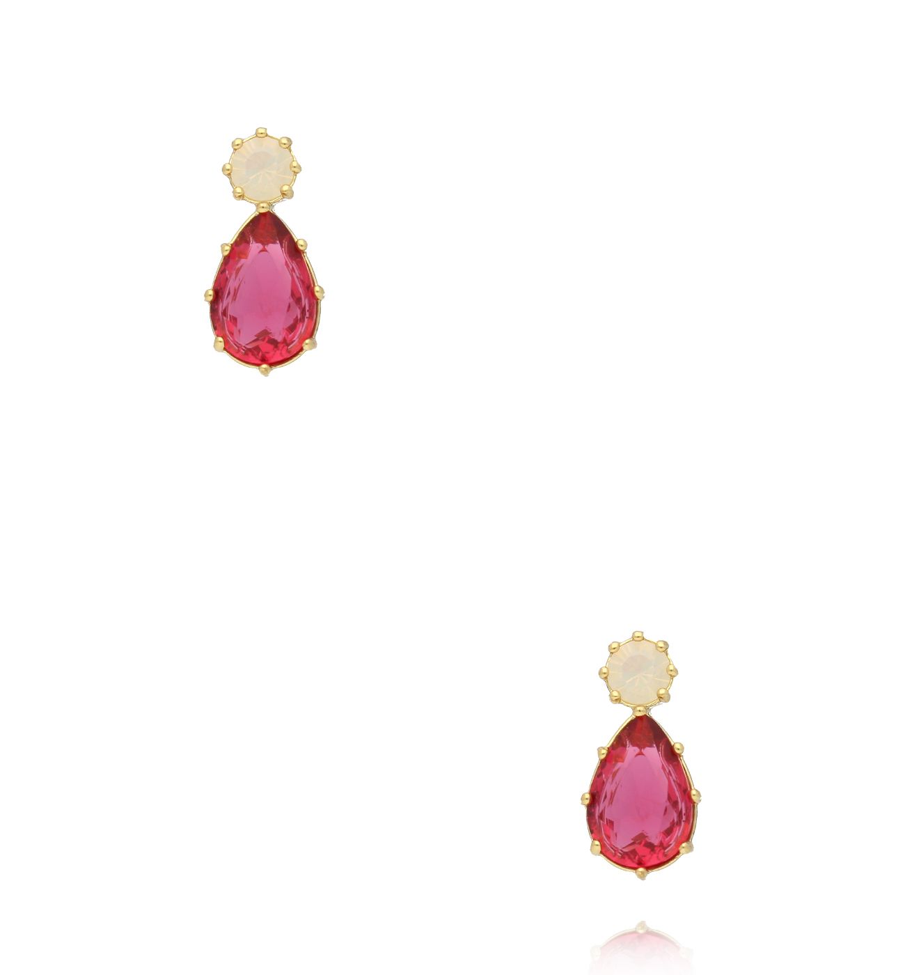 Kolczyki z różowym kryształkiem - By Dziubeka