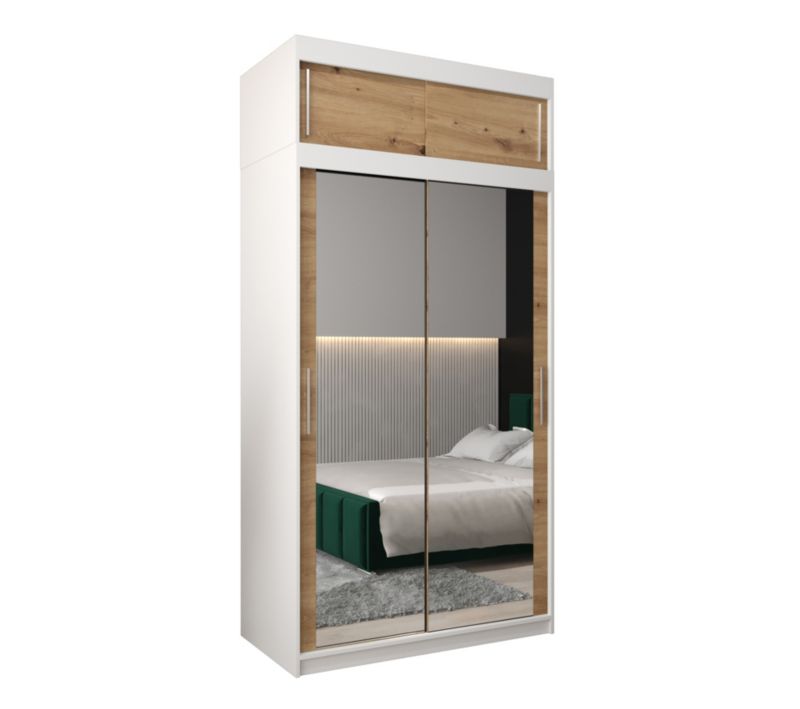 Szafa przesuwna Garderoba Abiks Tokyo 3 120 biały + artisan z nadstawką 1 szt.