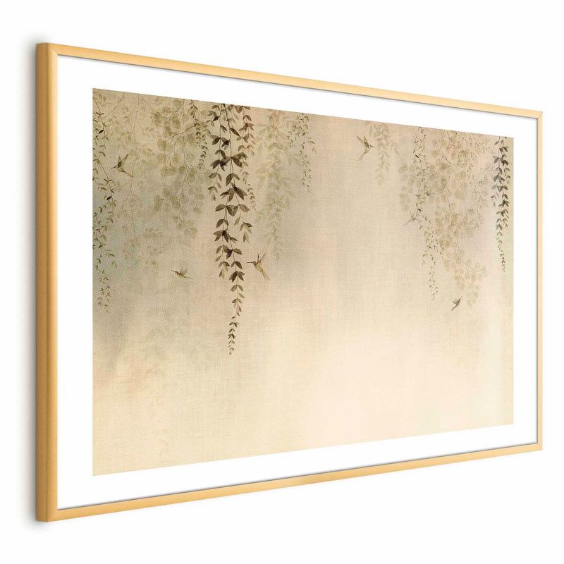 Plakat Artgeist Beżowe koliberki 90x60 cm z ramą złotą 1 szt