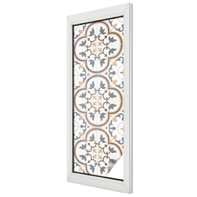 Folia Chroniąca Prywatność Mrożona Wallfluent 50x146 cm Witrażowa Naklejka Na Szybę Klasyczne kaflowe ornamenty 1 rol.