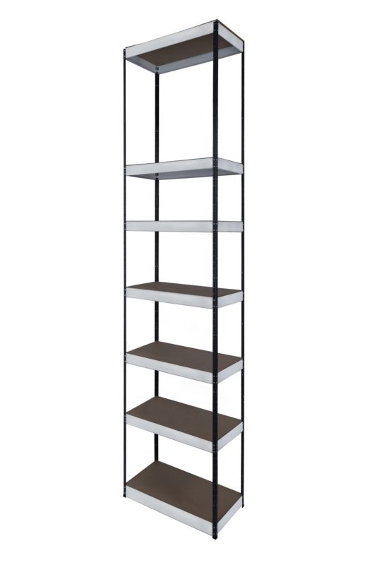 Regał metalowy MODO24 magazynowy czarno-biały helios 270x35x35cm 7 półek po 175 kg 1 szt.