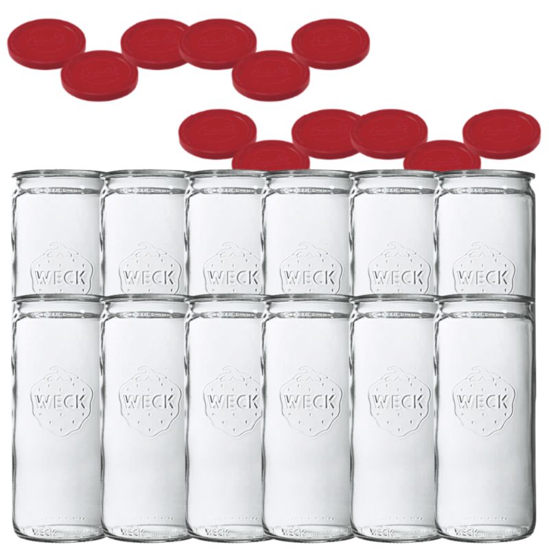 Słoiki MODO24 Weck 1500 ml fi 100 cylinder silikonowe wieka 12 kpl.