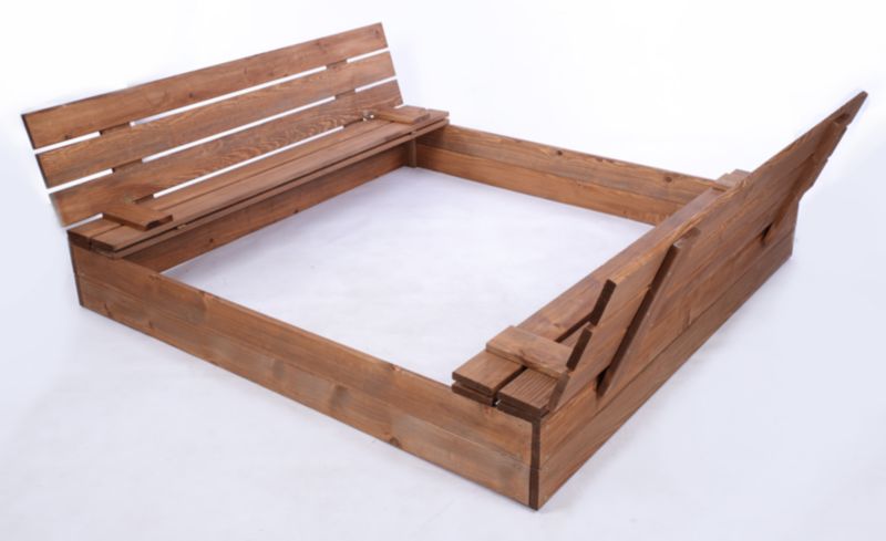 Piaskownica drewniana MODO24 z ławeczkami z pokrywą i plandeką 140 x 137 cm impregnacja brązowa 1 szt.