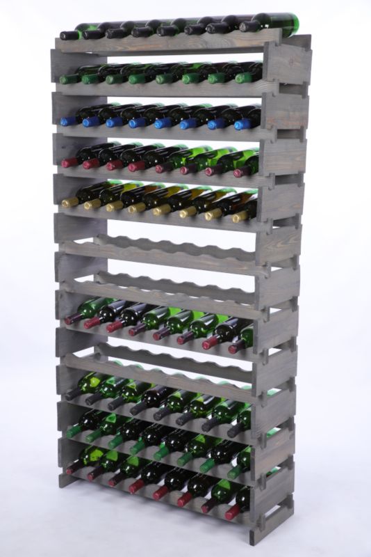 Stojak na wino MODO24 regał modułowy na butelki 12 leżni x 8 butelek montaż bez narzędzi impregnacja szara 1 szt.