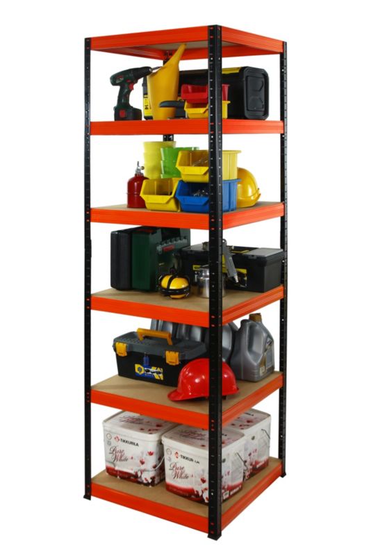 Regał metalowy MODO24 magazynowy stojak czarno-pomarańczowy helios 196x40x40cm 6 półek po 175 kg 1 szt.