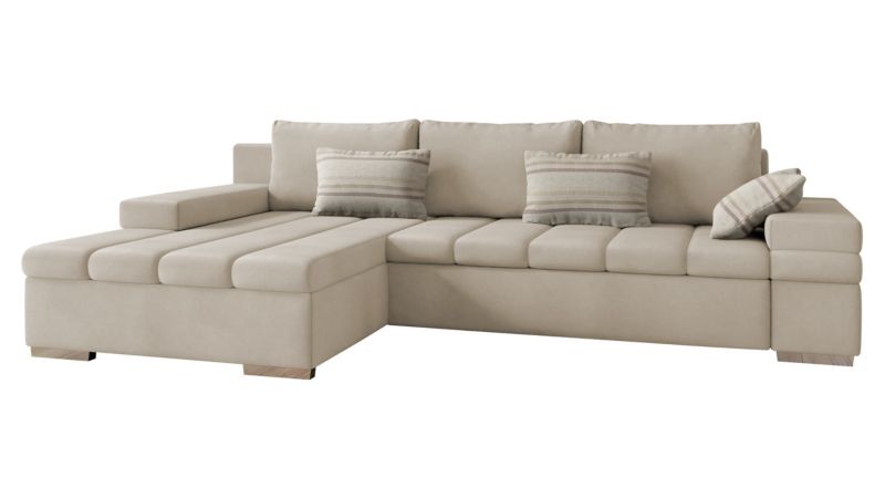 Narożnik z funkcją spania MIRJAN 24 Bangkok lewy jasnobeżowy/kość słoniowa/beżowe paski 1 szt.