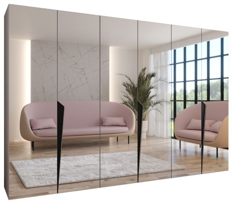 Szafa uchylna z lustrem otwierana Abiks PIANO 3 300 (3x100) wys 202 cm Kaszmir + Czarny 1 szt