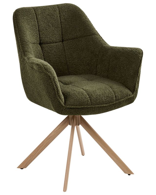 Krzesło do jadalni Obrotowy Hayden Boucle Zielony 1 szt.