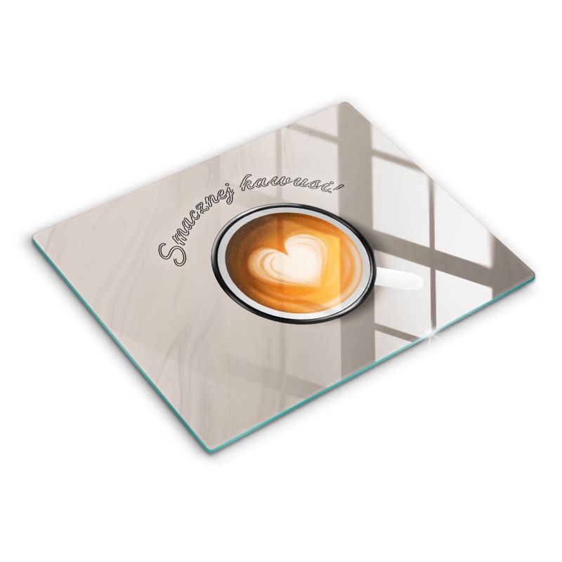 Szklana deska do krojenia Wallfluent 40x52 cm Napis: Smacznej kawusi 1 szt.