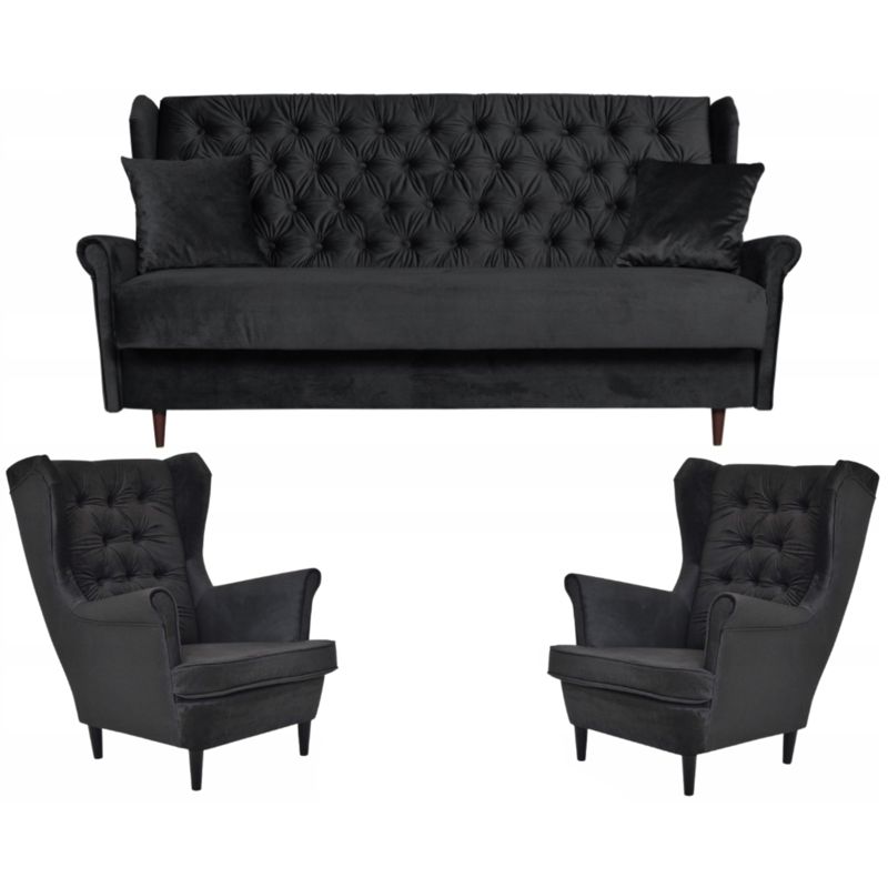 Zestaw wypoczynkowy do salonu z fotelami Family Meble Gaja czarny 1szt