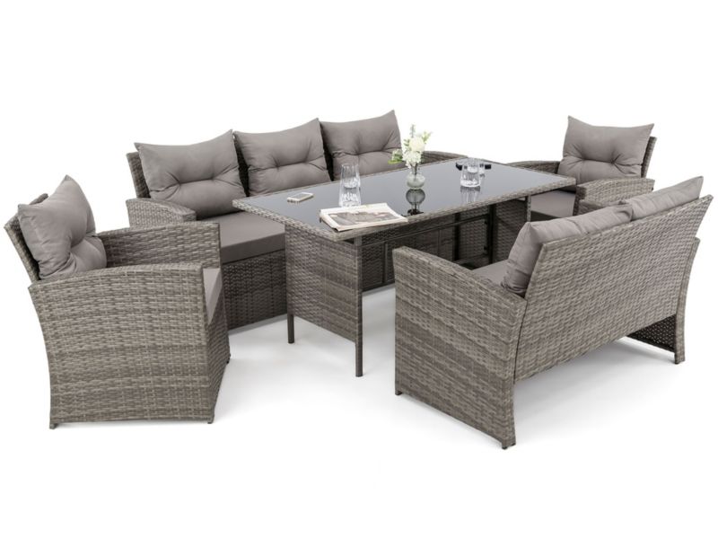 Zestaw mebli ogrodowych MebleMWM MARSYLIA BIG BP technorattan szary poduszki szare 01 1 kpl