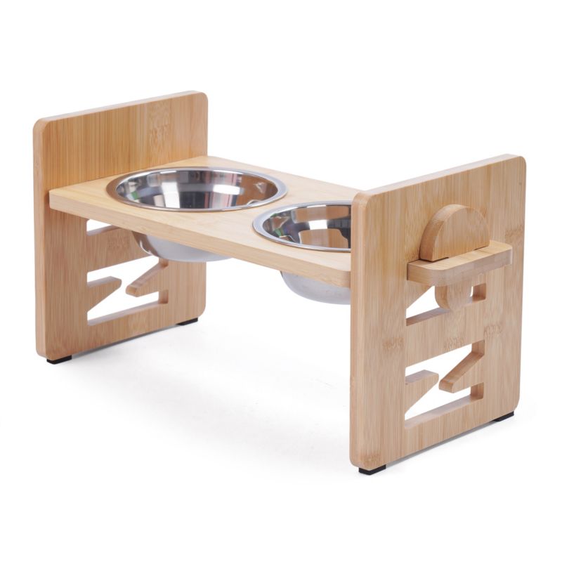 Zestaw 2 misek dla zwierząt JUMI z regulacją wysokości pies kot drewniane dla zwierząt 1 szt.