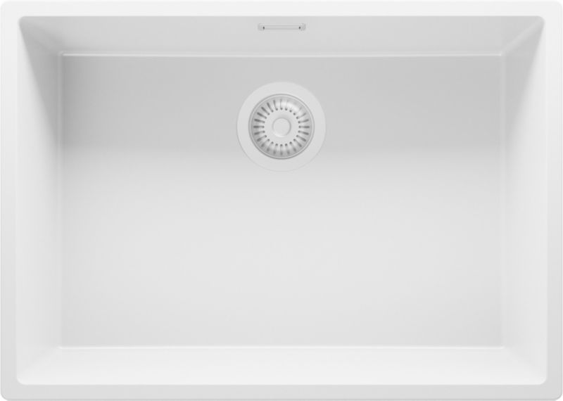 Zlewozmywak podblatowy Londyn PRIMAGRAN 66x47cm do szafki od 70cm, Cały Biały + Syfon, S394, 1 szt.