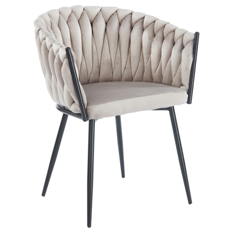 Krzesło MebleMWM DC-7077 welur ciemny beż 7 nogi czarne 1 szt.