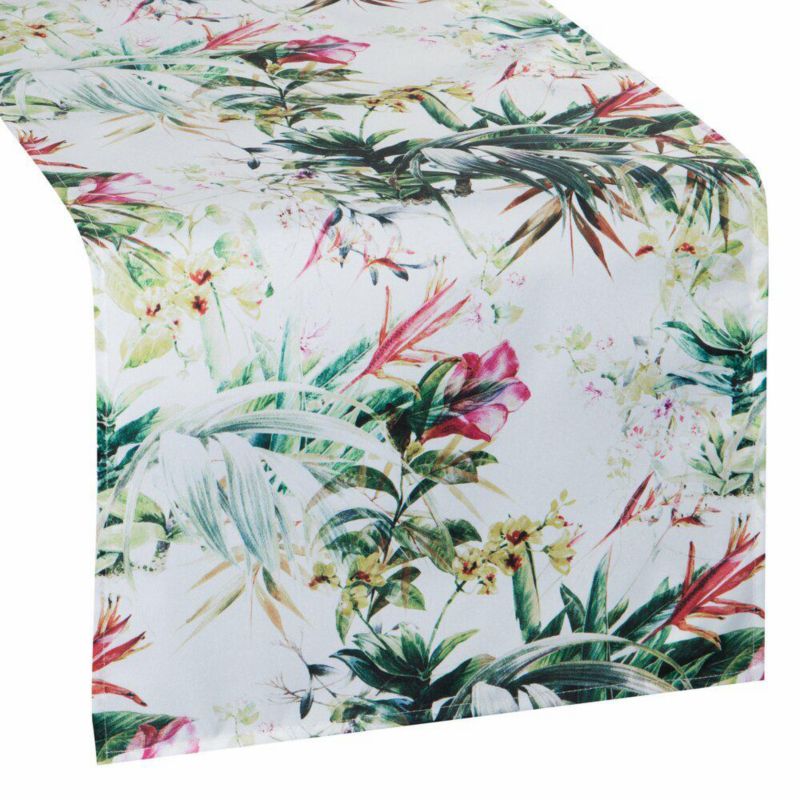 Bieżnik ogrodowy GARDEN/31B Eurofirany 40 x 140 cm na taras oraz balkon z wodoodpornej tkaniny, z motywem kwiatów szt. 1