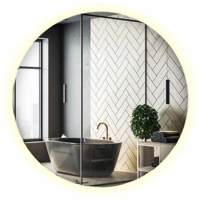 Nowoczesne Lustro Ledowe Wallfluent 50 cm podświetlane do Salonu Sypialni Neutralne 1 szt.