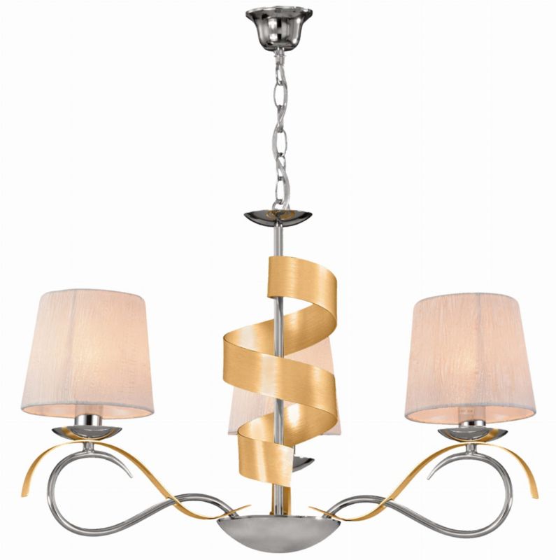 Żyrandol Candellux Denis chromowany-biały-złoty wym: 100 x 68 x 68 cm 3xE14 x 40W 1 szt.