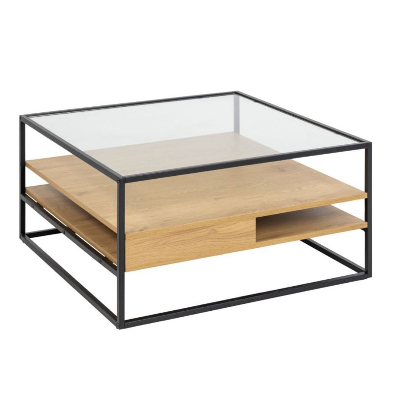 Stolik kawowy Randolf ACTONA ze szklanym blatem kwadratowy 80 cm 1 szt.