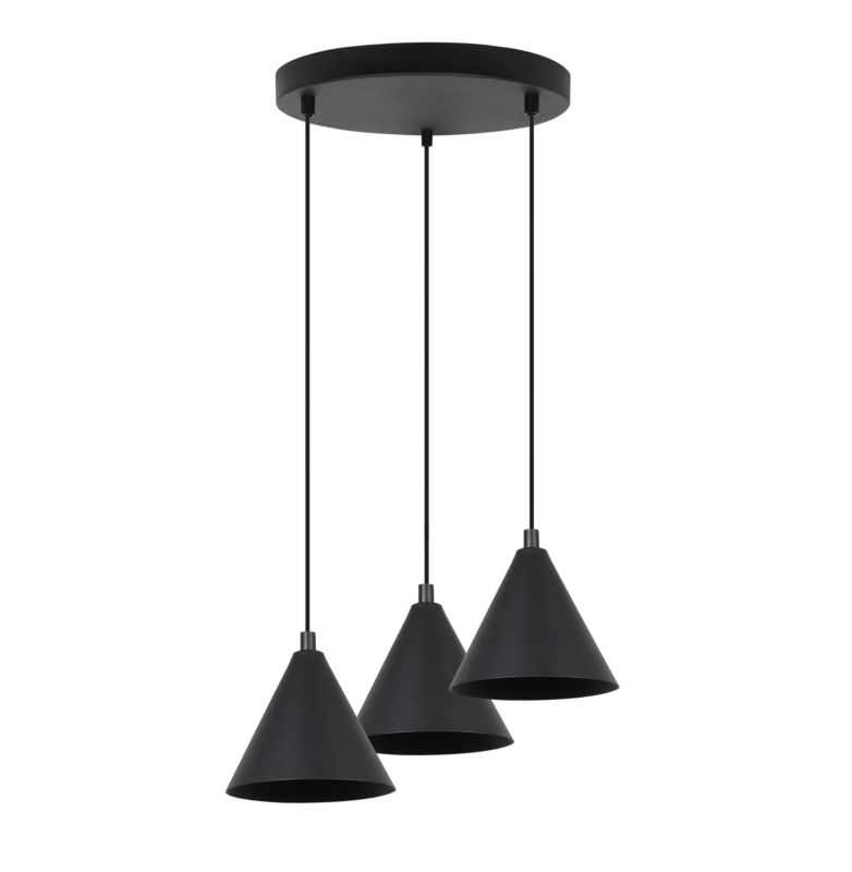 Lampa sufitowa wisząca Light Home LH Soho 3x E27 60W klosz 14cm okrągła czarny 1szt.
