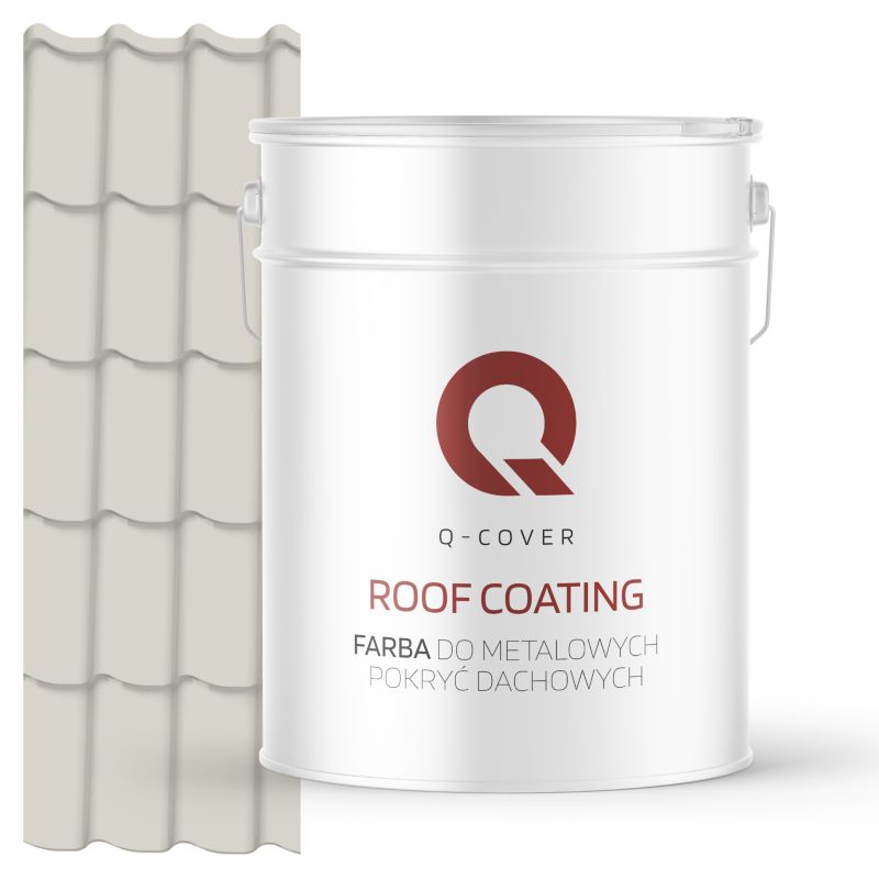 Farba do Metalowych Pokryć Dachowych Q-Cover Biało-szary RAL9002 Półmat 10L